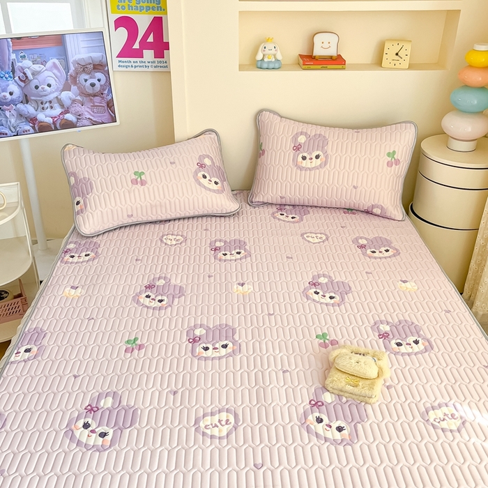 91家纺网 家纺一手货源 找家纺 川悦生活 2025新款小阪凉感丝印花凉席 软绵兔酱