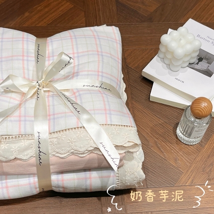 91家纺网 家纺一手货源 找家纺 （总）荣轩家居 2025新款全棉双层纱镂空花边工艺款四件套