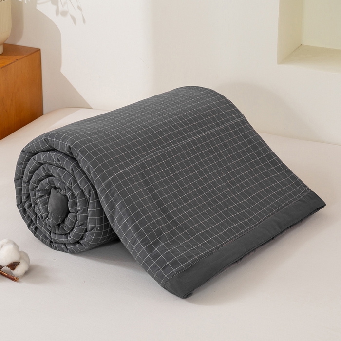 91家纺网 家纺一手货源 找家纺 美梦之都2025新款A类色织水洗棉夏被新疆棉花被空调被夏凉被被子被芯 潮格-黑