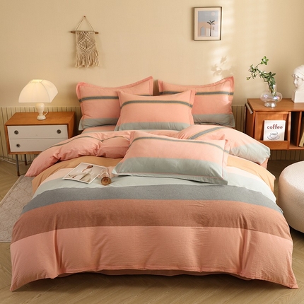 91家纺网 家纺一手货源 找家纺 （总）木易家居 2025新款全棉色织水洗棉四件套