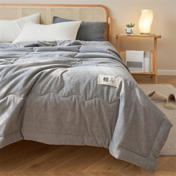 91家纺网 家纺一手货源 找家纺 金鹰 2025新款A类纯棉水洗棉色织棉花夏被全棉空调被夏凉被 浅银灰