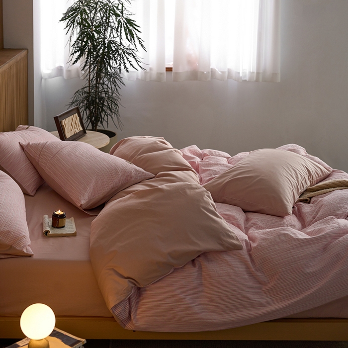 91家纺网 家纺一手货源 找家纺 安莱生活 2025 全棉立体色织提花四件套 摩卡粉