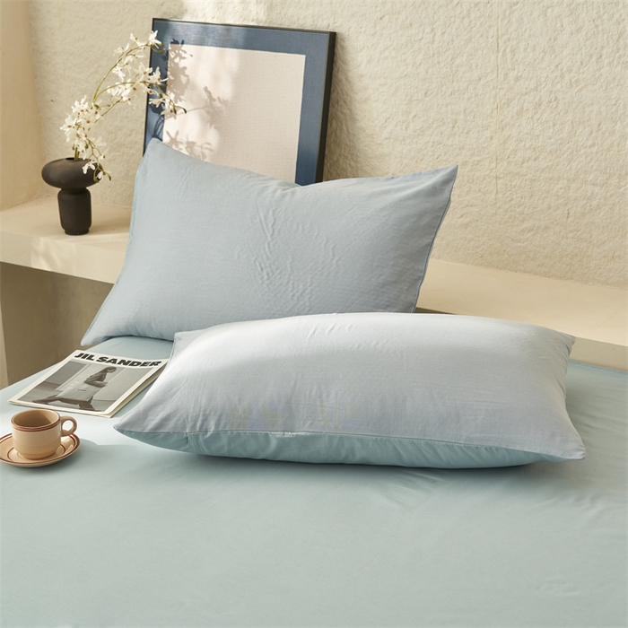 91家纺网 家纺一手货源 找家纺 2025新款新款A类纯棉双层纱大豆夏被四件套全棉空调被 天蓝色