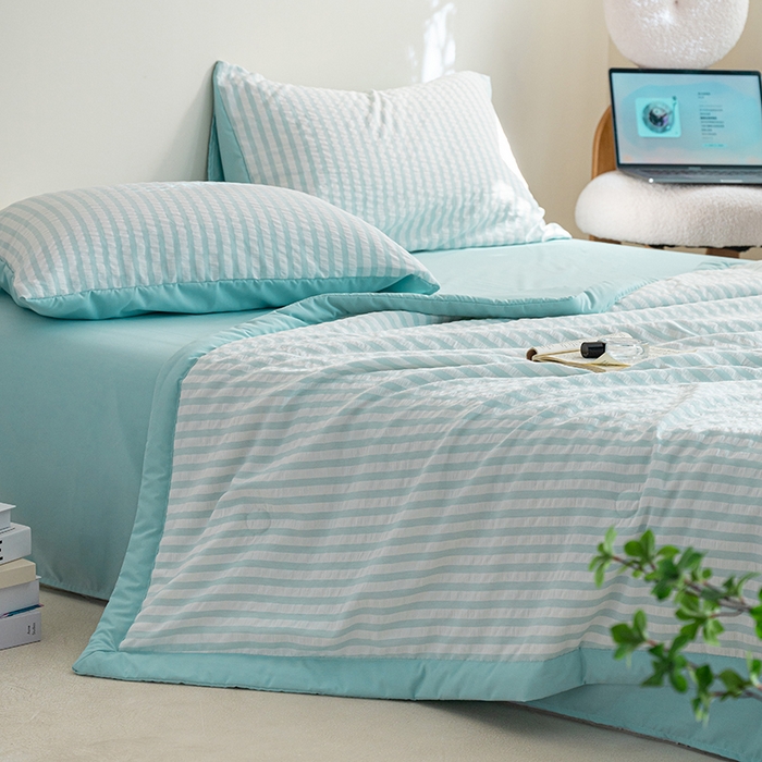 91家纺网 家纺一手货源 找家纺 吾诺 2025 色织立体泡泡棉彩虹系列大豆夏被子被芯夏凉被空调被 彩虹-兰