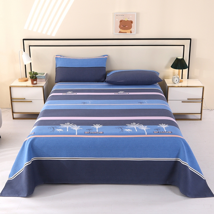 91家纺网 家纺一手货源 找家纺 望淮家纺 2025新款老粗布凉席床单三件套 幸运树