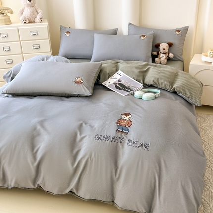 91家纺网 家纺一手货源 找家纺 （总）KA家纺 春夏新款色织水洗棉绣花四件套