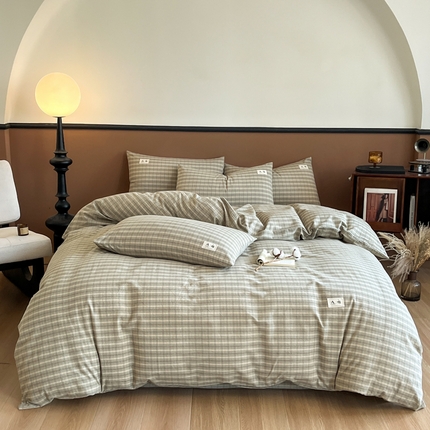 21度C 2025复古风全棉A类母婴级四件套 日落绿