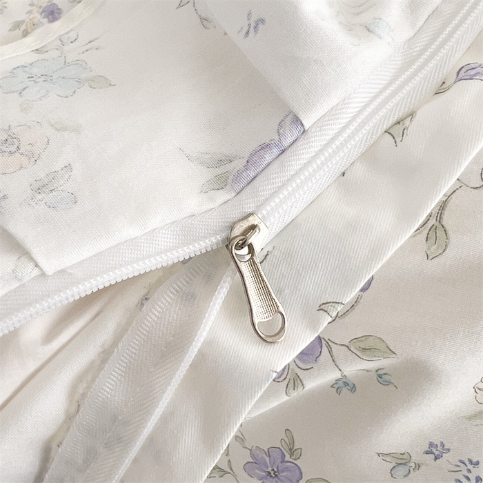 91家纺网 家纺一手货源 找家纺 十个点 2025新款全棉纯棉蕾丝花边床裙四件套 花小莱-紫