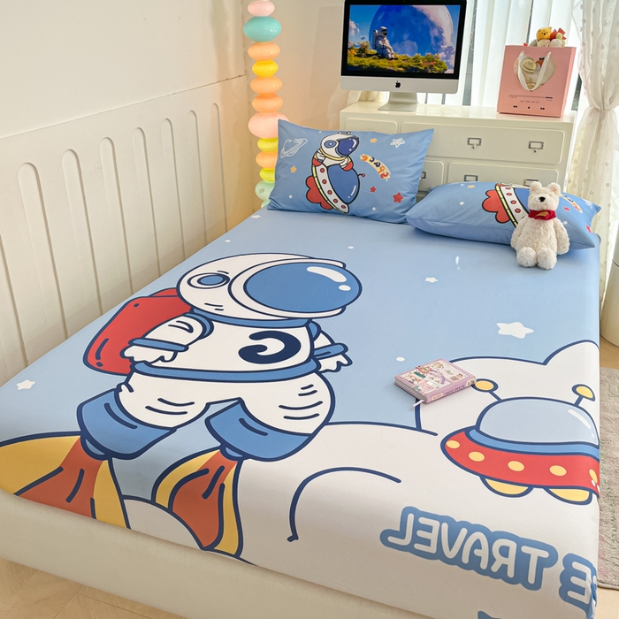 91家纺网 家纺一手货源 找家纺 金爱家2025新款全棉大版印花单品系列-纯棉太空人 单品-飞碟太空人