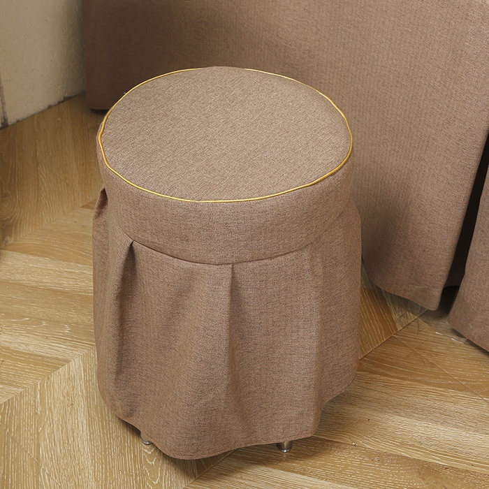 91家纺网 家纺一手货源 找家纺 芙怡 2025春夏新款8023款棉麻绒贴花美 容床罩-花漾系列 花漾-浅咖