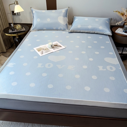 摩妮卡 2025新款碳光席床席款三件套可洗冰丝席 爱伦-蓝