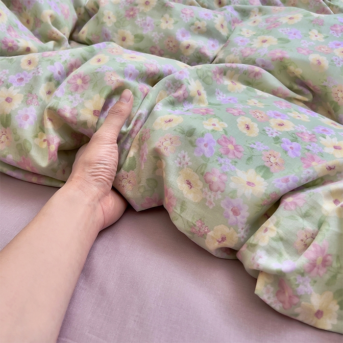 91家纺网 家纺一手货源 找家纺 优品阁  2025新款A类全棉有氧双层纱四件套 花海