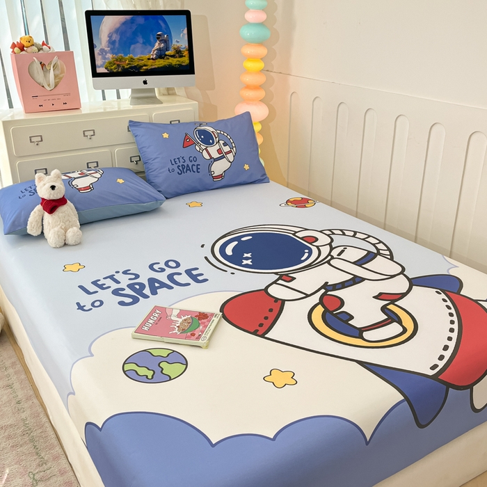 91家纺网 家纺一手货源 找家纺 金爱家2025新款全棉大版印花单品系列-纯棉太空人 单品-火箭太空人