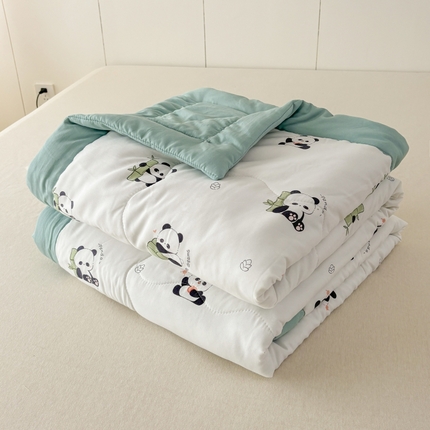 蕾诺2025春夏新款小清新系列水洗棉夏被夏凉被空调被 熊有成竹