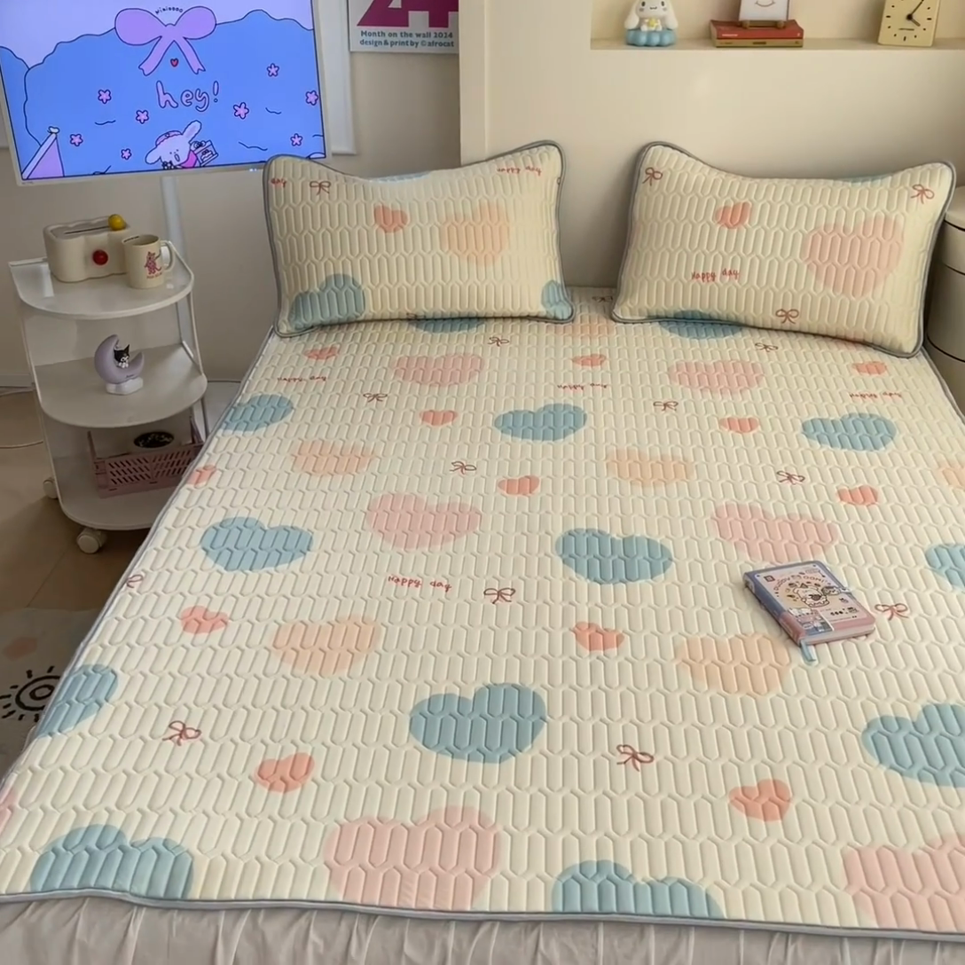 91家纺网 家纺一手货源 找家纺 川悦生活 2025新款小阪凉感丝印花凉席 幸福芙蕾