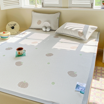 缦卡琳家纺 2025新款按摩豆豆凉席三件套 小南瓜咖色