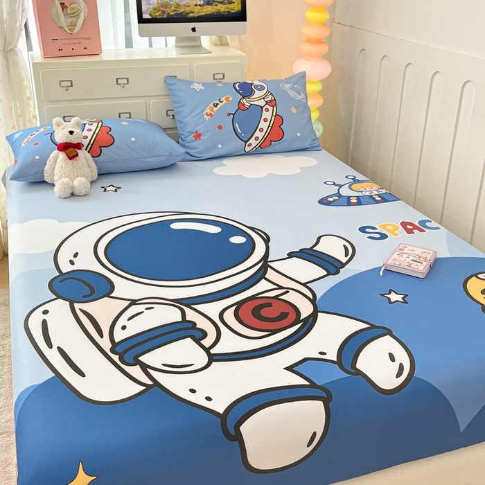 91家纺网 家纺一手货源 找家纺 金爱家2025新款全棉大版印花单品系列-纯棉太空人 单品-星球太空人