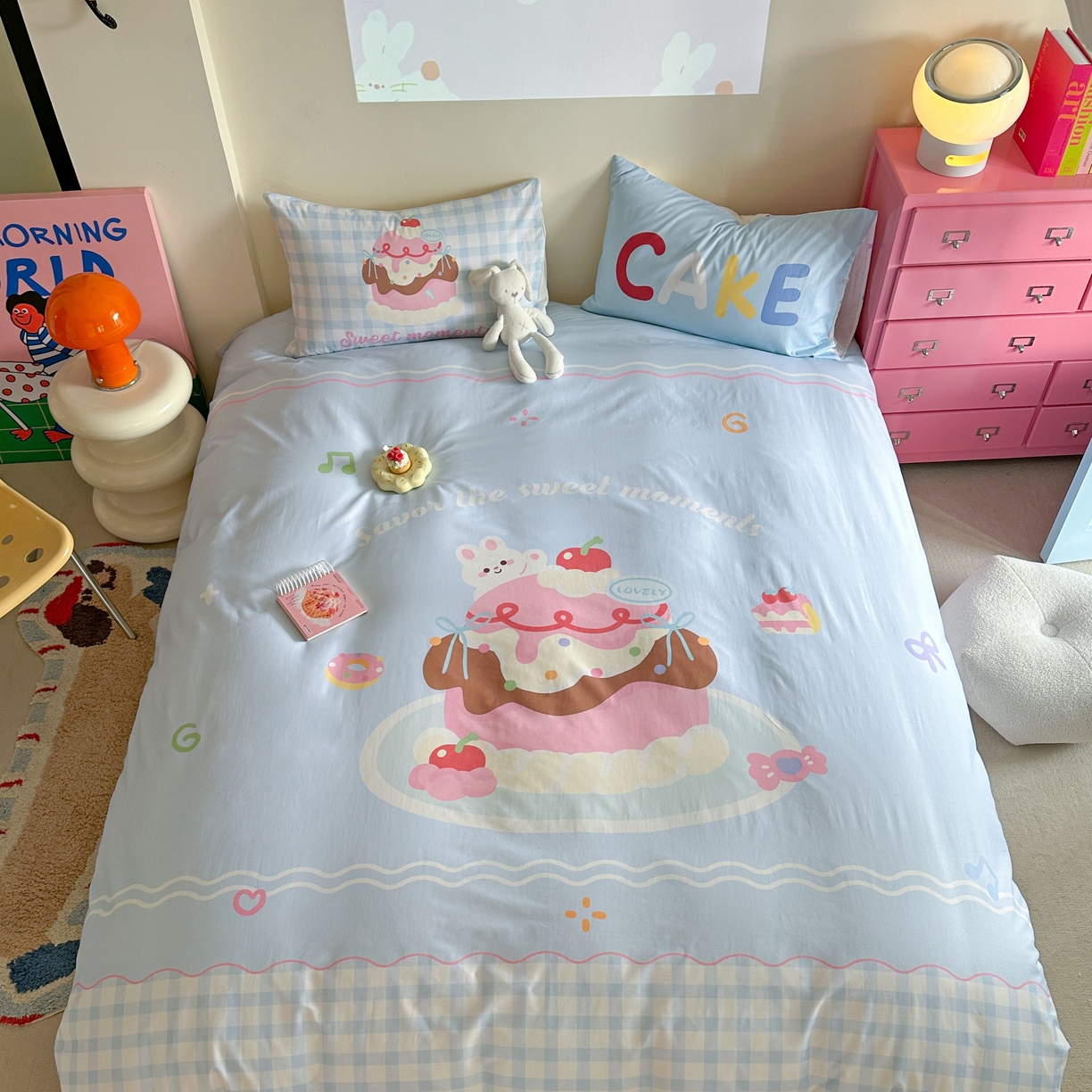 91家纺网 家纺一手货源 找家纺 美乐迪家纺 2025新款大版全棉四件套 甜蜜蛋糕