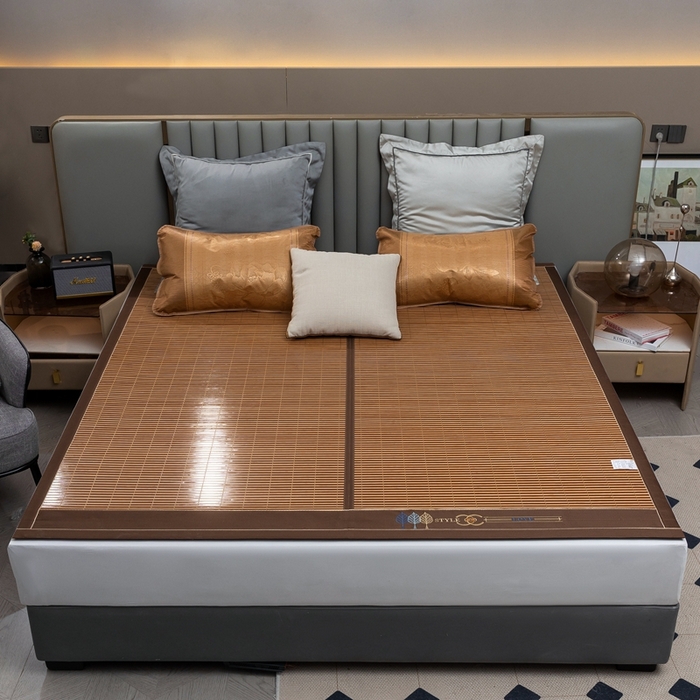 91家纺网 家纺一手货源 找家纺 苏迪凉席竹席2025新款竹席凉席冰丝席碳化双面印花藤草席 典雅-亲肤席