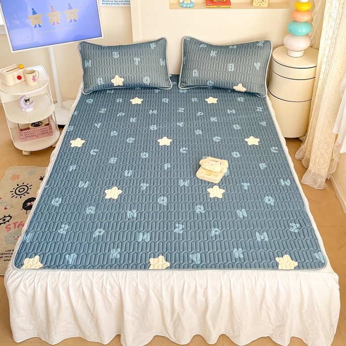 91家纺网 家纺一手货源 找家纺 川悦生活 2025新款小阪凉感丝印花凉席 星星睡了