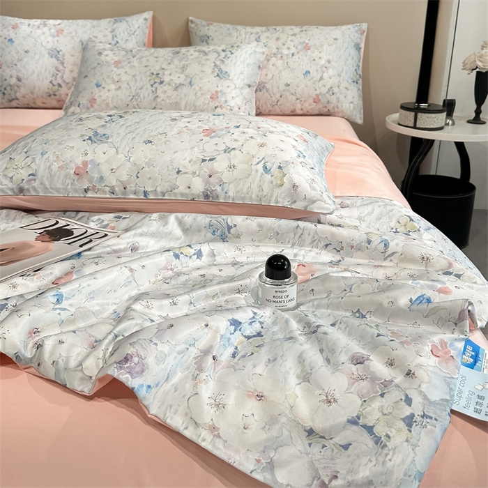 91家纺网 家纺一手货源 找家纺 笙意家纺  2025新款水洗真丝数码印花暗盒款夏被 乔温