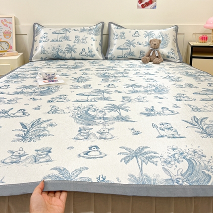 91家纺网 家纺一手货源 找家纺 莱米家纺 2025新款小清新数码冰藤系列软席 沙滩漫步