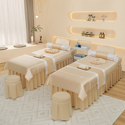 芙怡 2025春夏新款8028款冰丝绒美 容床罩-小花系列 小花-米黄