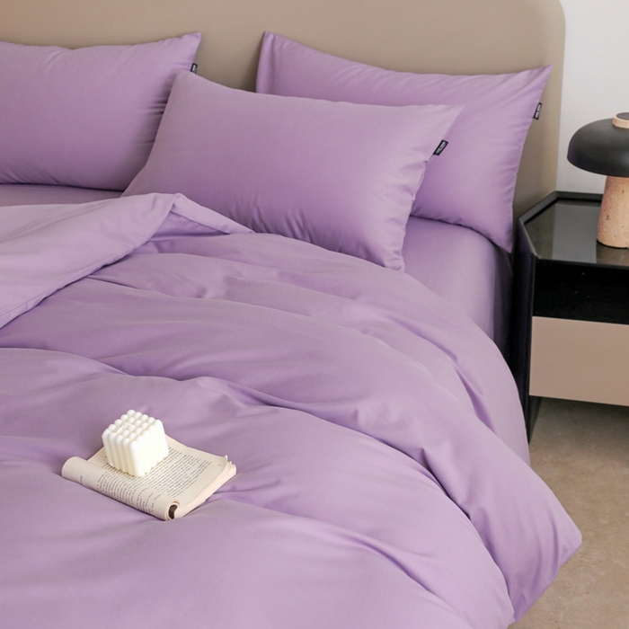 91家纺网 家纺一手货源 找家纺 2025年纯色双拼60支纯棉被套 丁香紫