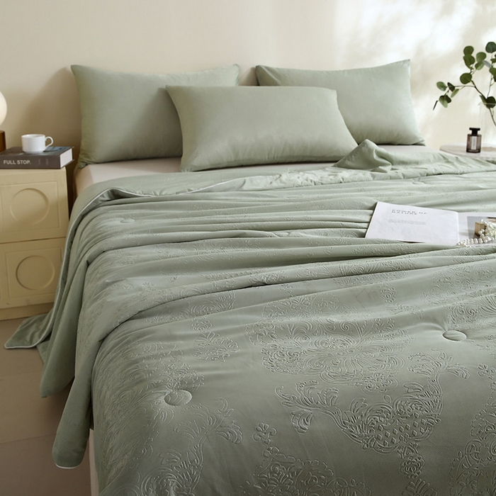 91家纺网 家纺一手货源 找家纺 品乐家纺 2025新款凉感A类可水洗抗菌冰冰被夏被夏凉被空调被被子被芯 冰冰被-绿
