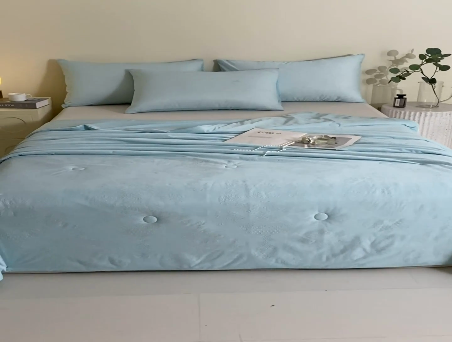 91家纺网 家纺一手货源 找家纺 品乐家纺 2025新款凉感A类可水洗抗菌冰冰被夏被夏凉被空调被被子被芯 冰冰被-蓝