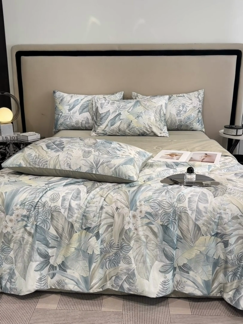 91家纺网 家纺一手货源 找家纺 笙意家纺  2025新款水洗真丝数码印花暗盒款夏被 清墨