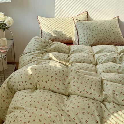 91家纺网 家纺一手货源 找家纺 （总）2025全棉双层纱贝壳边四件套