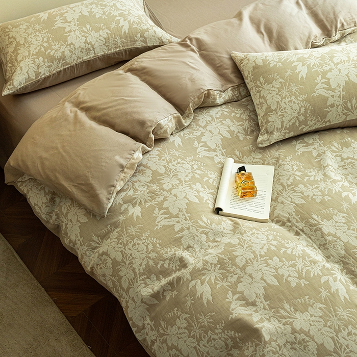 91家纺网 家纺一手货源 找家纺 2025新款A类全棉三层纱四件套 洛卡风情