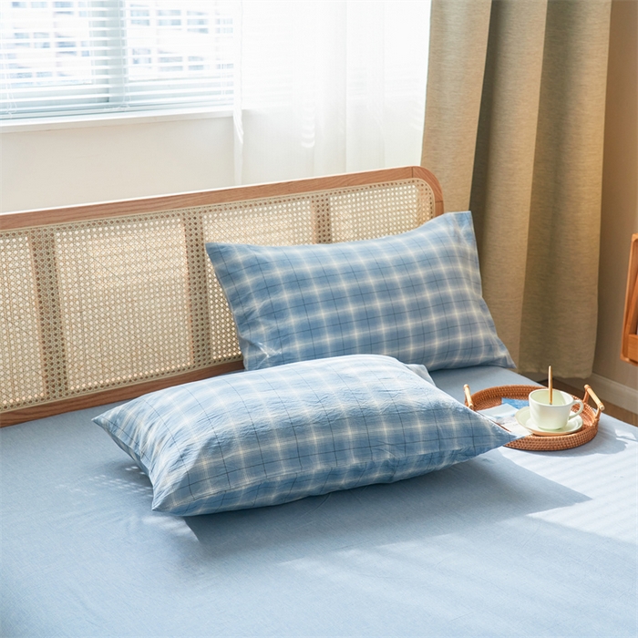 91家纺网 家纺一手货源 找家纺 2025新款A类纯棉水洗棉色织棉花夏被四件套全棉空调被夏凉被 海蓝格