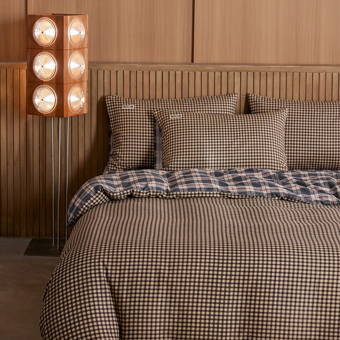 91家纺网 家纺一手货源 找家纺 安莱生活 2025 全棉双层纱苏格兰格纹系列四件套 小米格