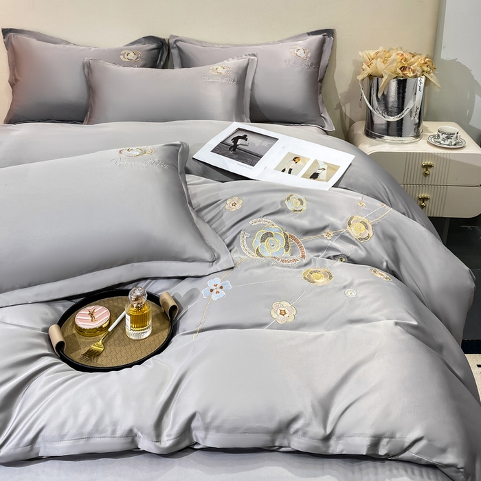 91家纺网 家纺一手货源 找家纺 慧菲 2025新款轻奢水洗天丝四件套-伊恋 伊恋-烟灰