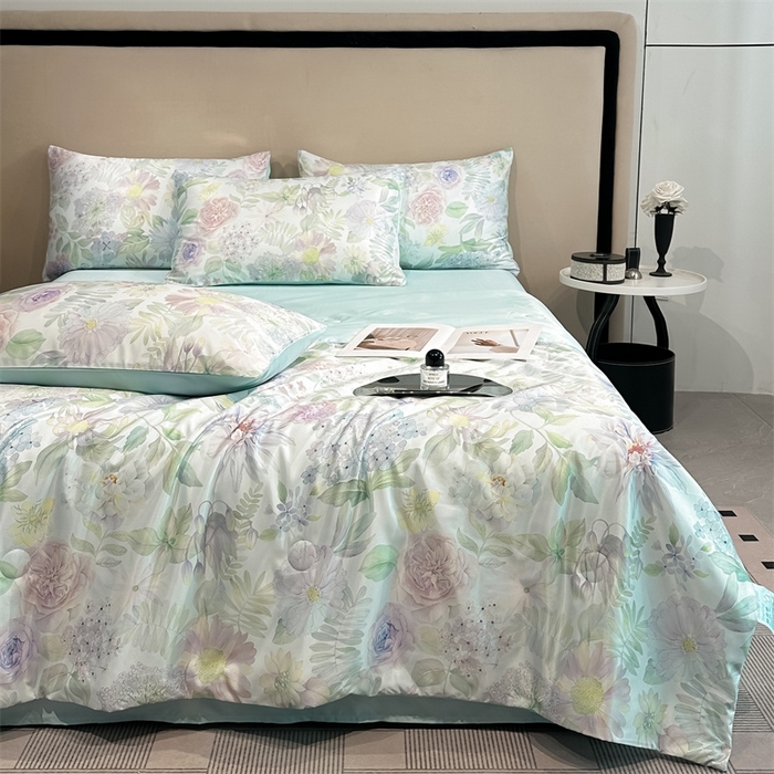 91家纺网 家纺一手货源 找家纺 笙意家纺  2025新款水洗真丝数码印花暗盒款夏被 瑞丽