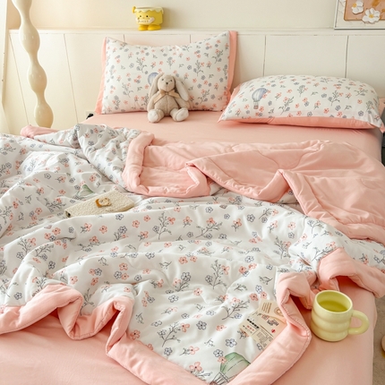 91家纺网 家纺一手货源 找家纺 （总）梦舒羽2025新款小清新系列水洗棉夏被