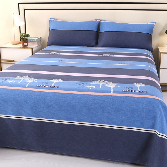 91家纺网 家纺一手货源 找家纺 望淮家纺 2025新款老粗布凉席床单三件套 幸运树