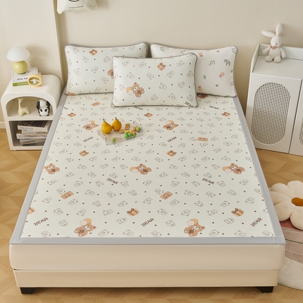 东宇床垫 2025新款印花3D凉豆豆三明治复合冰豆豆单软席凉席 饼干熊
