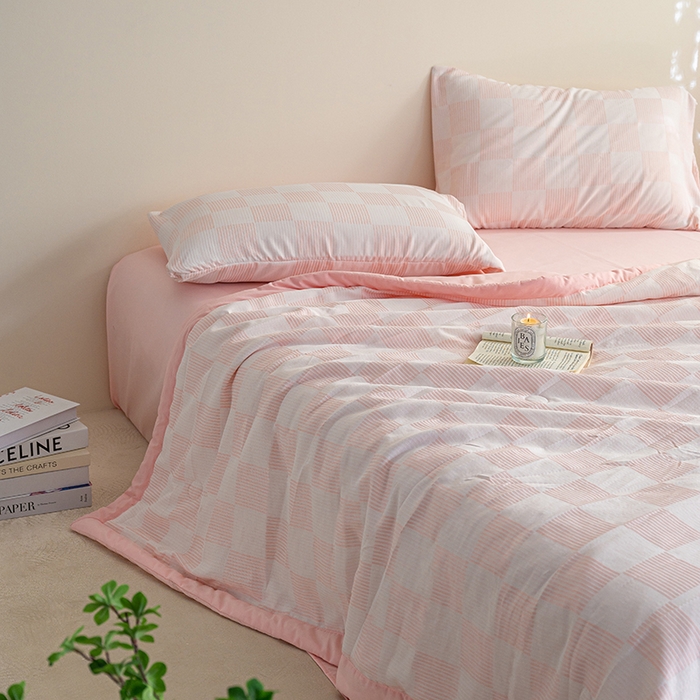 91家纺网 家纺一手货源 找家纺 （总） 吾诺 2025 棋盘格立体提花大豆夏被子被芯夏凉被空调被