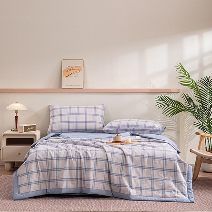 91家纺网 家纺一手货源 找家纺 （总）吾诺 2025 全棉色织水洗棉夏被大豆夏被四件套被子被芯空调被夏凉被