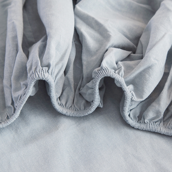 91家纺网 家纺一手货源 找家纺 柠萌家居 2025新款A类全棉色织水洗棉单床笠 浅水蓝