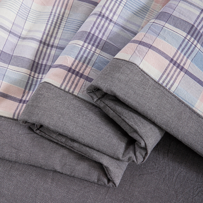 91家纺网 家纺一手货源 找家纺 吾诺 2025 全棉色织水洗棉夏被大豆夏被四件套被子被芯空调被夏凉被 兰粉格