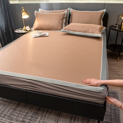 91家纺网 家纺一手货源 找家纺 （总）摩妮卡 2025新款碳光席床笠三件套可洗冰丝席