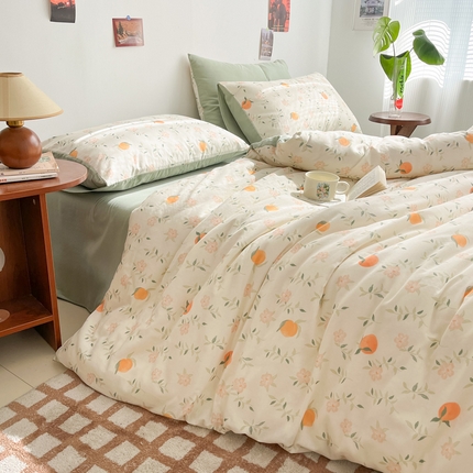 91家纺网 家纺一手货源 找家纺 （总）涵宸家纺 2025新款全棉双层纱印花四件套