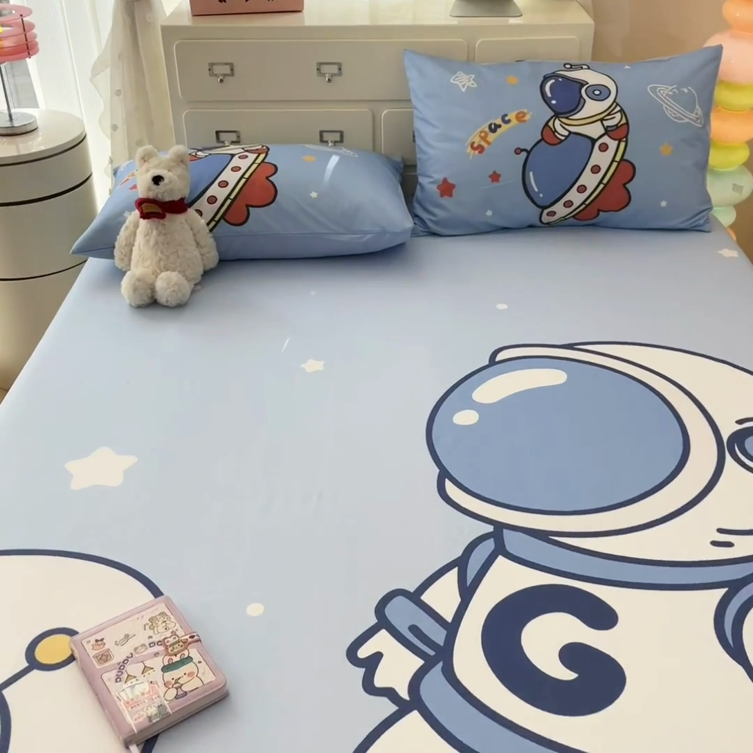 91家纺网 家纺一手货源 找家纺 （总）金爱家2025新款全棉大版印花单品系列-纯棉太空人