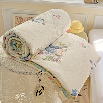 91家纺网 家纺一手货源 找家纺 （总）金蕊阁 2025新款A类水洗双层纱夏被大豆夏被夏凉被空调被