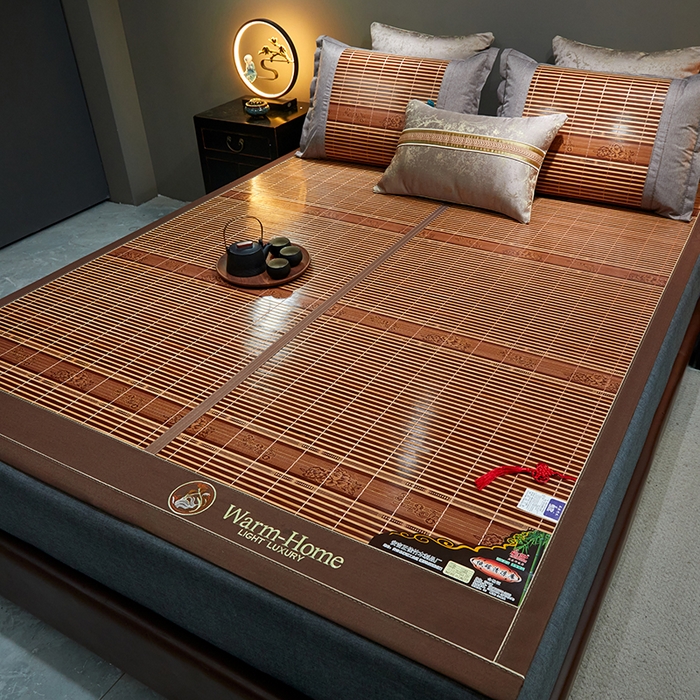 91家纺网 家纺一手货源 找家纺 苏迪凉席竹席2025新款竹席凉席冰丝席碳化双面印花藤草席 国色天香