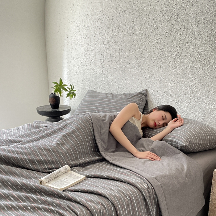 91家纺网 家纺一手货源 找家纺 吾诺 2025 全棉色织提花水洗棉大豆夏被子被芯全棉夏被四件套夏凉被空调被 摩卡灰